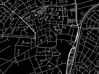 Vector road map of the city of  Assen Centrum in the Netherlands with white roads on a black background.