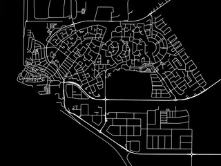 Vector road map of the city of  Urk in the Netherlands with white roads on a black background. - obrazy, fototapety, plakaty
