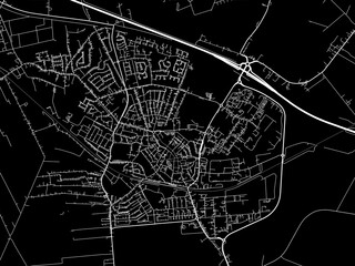 Vector road map of the city of  Winschoten in the Netherlands with white roads on a black background.