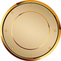 Gold metal banner. Golden plate, metallic textured golds banners and premium frame. Winning award label, quality certificate guarantee sticker. promo and decoration elements