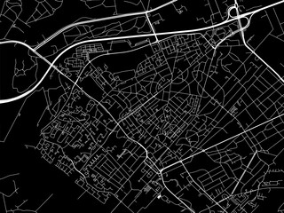 Vector road map of the city of  Zeist in the Netherlands with white roads on a black background.