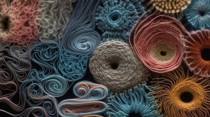 colorful Swirly Micro photography of a thread, fabric