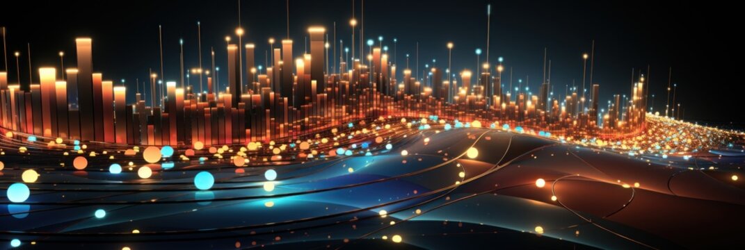 A Futuristic City At Night With Many Lights. Generative AI Image.