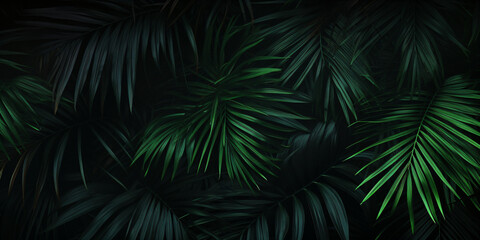 Tropische Blätter Hintergrund. Grüne Palmenblätter Hintergrund -  mit AI erstellt	
