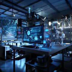 Fototapeta premium Interior Futuristic Laboratory - 1