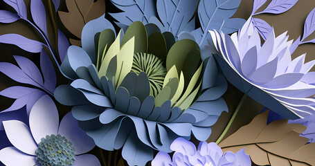 Creative elegant paper cut flowers illustration