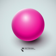 Pink ball. Sphere on a light background. Vector for your graphic design.