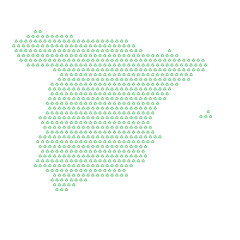 Map of the country of Spain  with green recycle logo icons texture on a white background