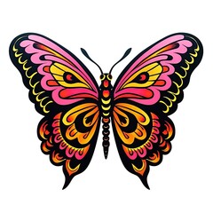 Fototapeta na wymiar Funky pink illustration of butterfly