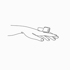 Obraz premium Nail polish in hand line art vector minimalist manicure logo