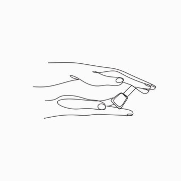 recommend clip art: Nail polish in hand line art vector minimalist manicure logo