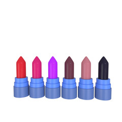 realistic 3d lipstick rendering with multi-color and cap, cosmetic design concepts