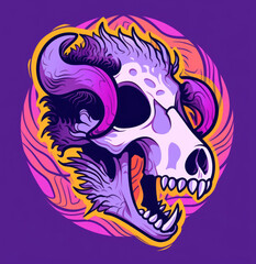 Colorful animal skull T-shirt design. 