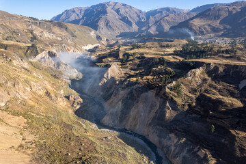 Fototapeta na wymiar Aerial view of the Colca canyon in Arequipa