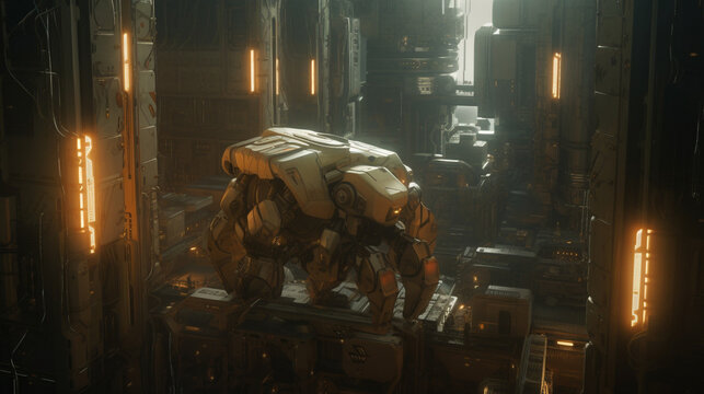 Title: Droid Robot Futuristic Machine Robotic 3D Humanoid Artificial Intelligence Technology Cyberpunk Apocalypse