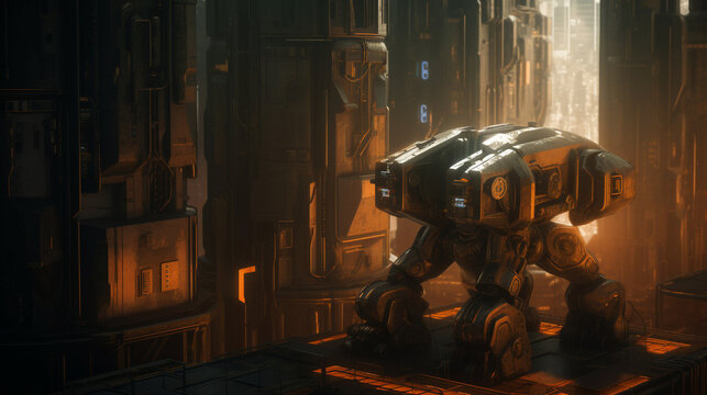 Title: Droid Robot Futuristic Machine Robotic 3D Humanoid Artificial Intelligence Technology Cyberpunk Apocalypse