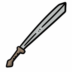 sword cartoon on white background, illustration