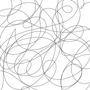 Vector pattern background. Decorative texture with tangled curved lines. Scrawl squiggly in black and white.