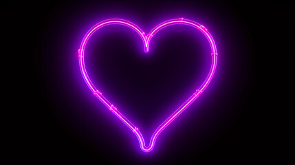 Neon heart on a dark background, generative AI.