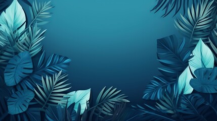Fototapeta na wymiar Tropical leaves,foliage plant in blue color with space background