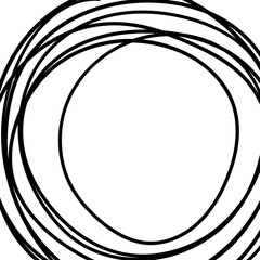 Hand drawn felt-tip pen circle on white background. Rough vector frame elements.