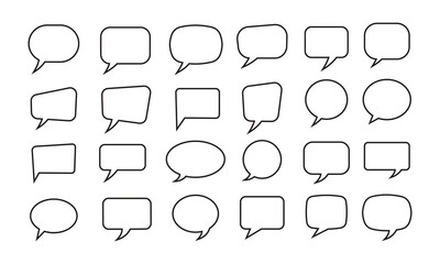 Speech bubble icon set. Talk, chat, conversation vector illustration. Set of empty comic speech bubbles