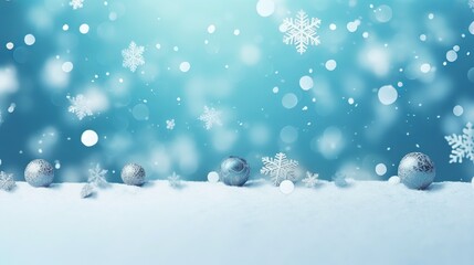 Fototapeta na wymiar Blue Christmas snowflakes background, Generative ai