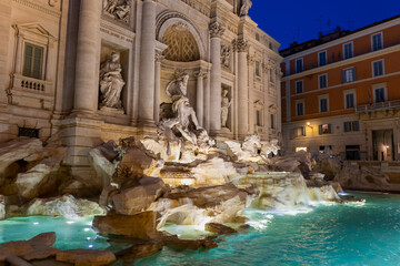 The Trevi Fountain At Night In Rome, Italy - 621902768