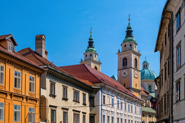 Fototapeta na wymiar Ljubljana Old Town Skyline In Slovenia