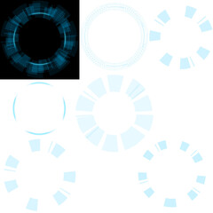blue circle hud holographic futuristic design with separated shape transparent background