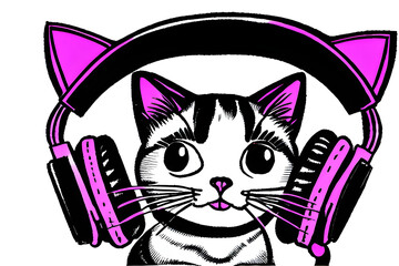 Cat wearing headphones.
Generative AI