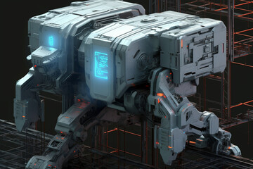 Title: Droid Robot Futuristic Machine Robotic 3D Mecha Engineering Military Lab Artificial Intelligence Technology Cyberpunk Apocalypse