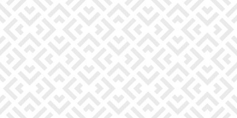 Vector geometric seamless pattern with squares, rhombuses, arrows, grid, lattice, net. Subtle abstract gray and white graphic ornament. Simple modern minimal background texture. Repeat geo design