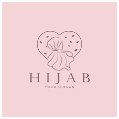 muslimah hijab logo template vector illustration design-vector