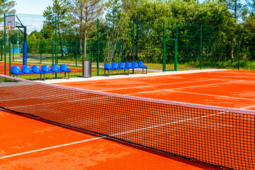 Public sports grounds for tennis and basketball
