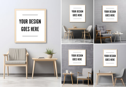 Bundle of Wall Frame Mockups. Ai Generative
