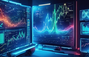 Digital Hologram Chart Bussines Background, Technology Background Series