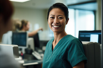 portrait of a smiling female doctor made with generative AI