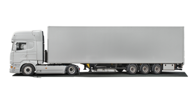 big delivery truck isolated on free PNG Background. cargo transport vehicle.