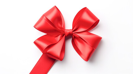 Red bow on a white background, isolated, generative AI.