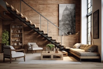 Obraz na płótnie Canvas Modern cozy interior of living room with sofa and pillows.