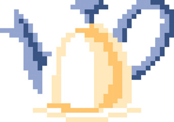kettle icon cartoon style in pixel style