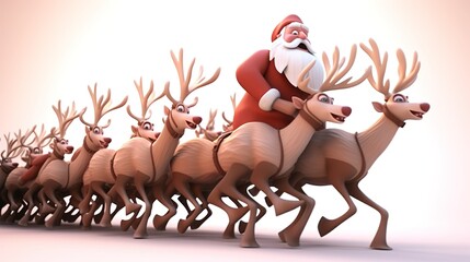 Fototapeta premium Santa Claus with a huge bag delivering gifts at snow fall. Merry Christmas,Seasonal Christmas poster,illustration