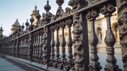 Fototapeta na wymiar Massive monolithic mansion fence shot in close-up. Generative AI 
