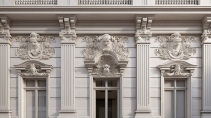 Obraz premium Exterior classic wall facade with white plaster. Generative AI 3