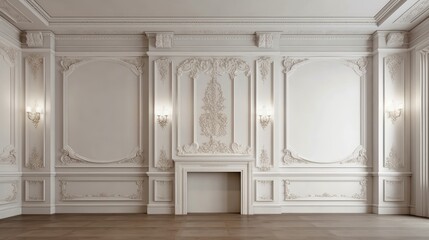Interior classic wall facade with white plaster. Generative AI 1