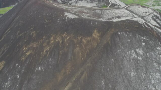 Aerial view of Grabrok volcano in Iceland.