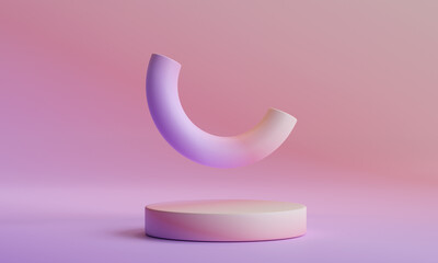 minimal showcase scene with pastel podium for product presentation. 3d illustration