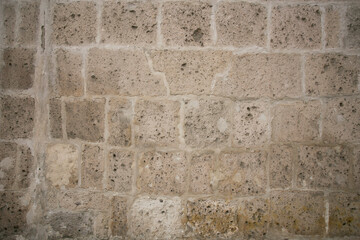 White walls and doors of the old streets of the city of Arequipa in Peru.