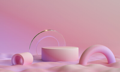 minimal showcase scene with pastel podium for product presentation. 3d illustration